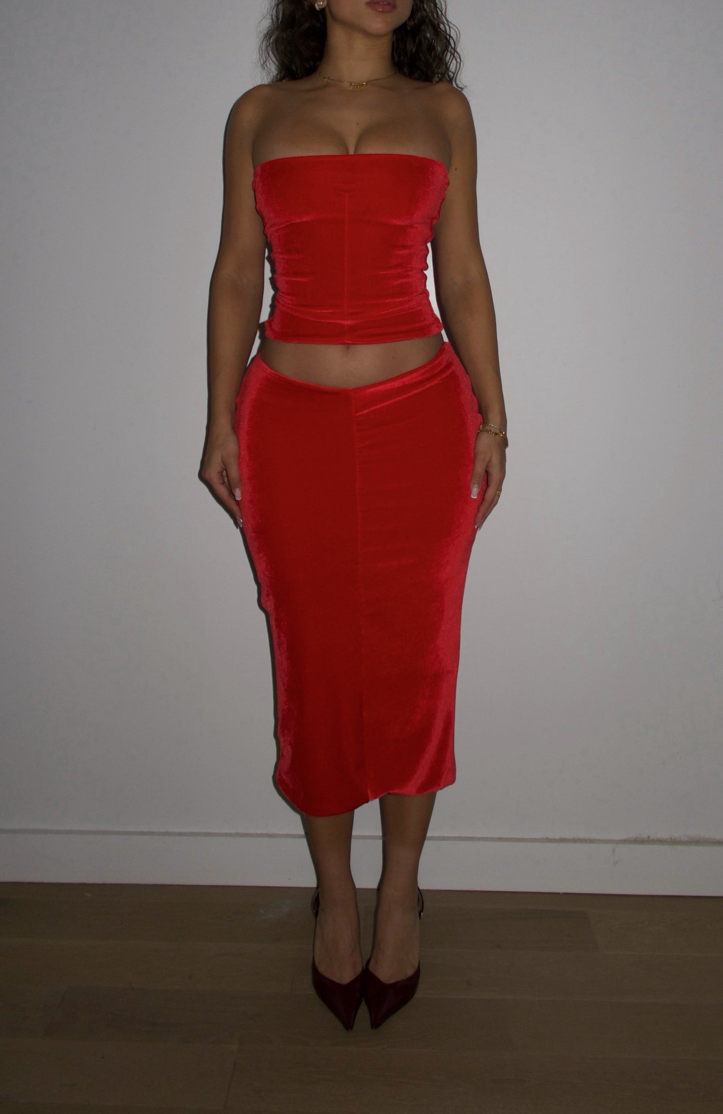 "Velour Midi" Cerise