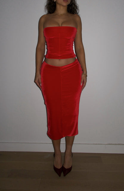 "Velour Midi" Cerise