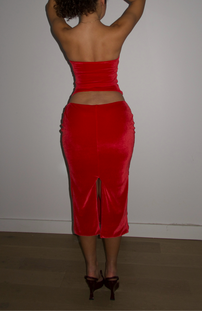 "Velour Midi" Cerise