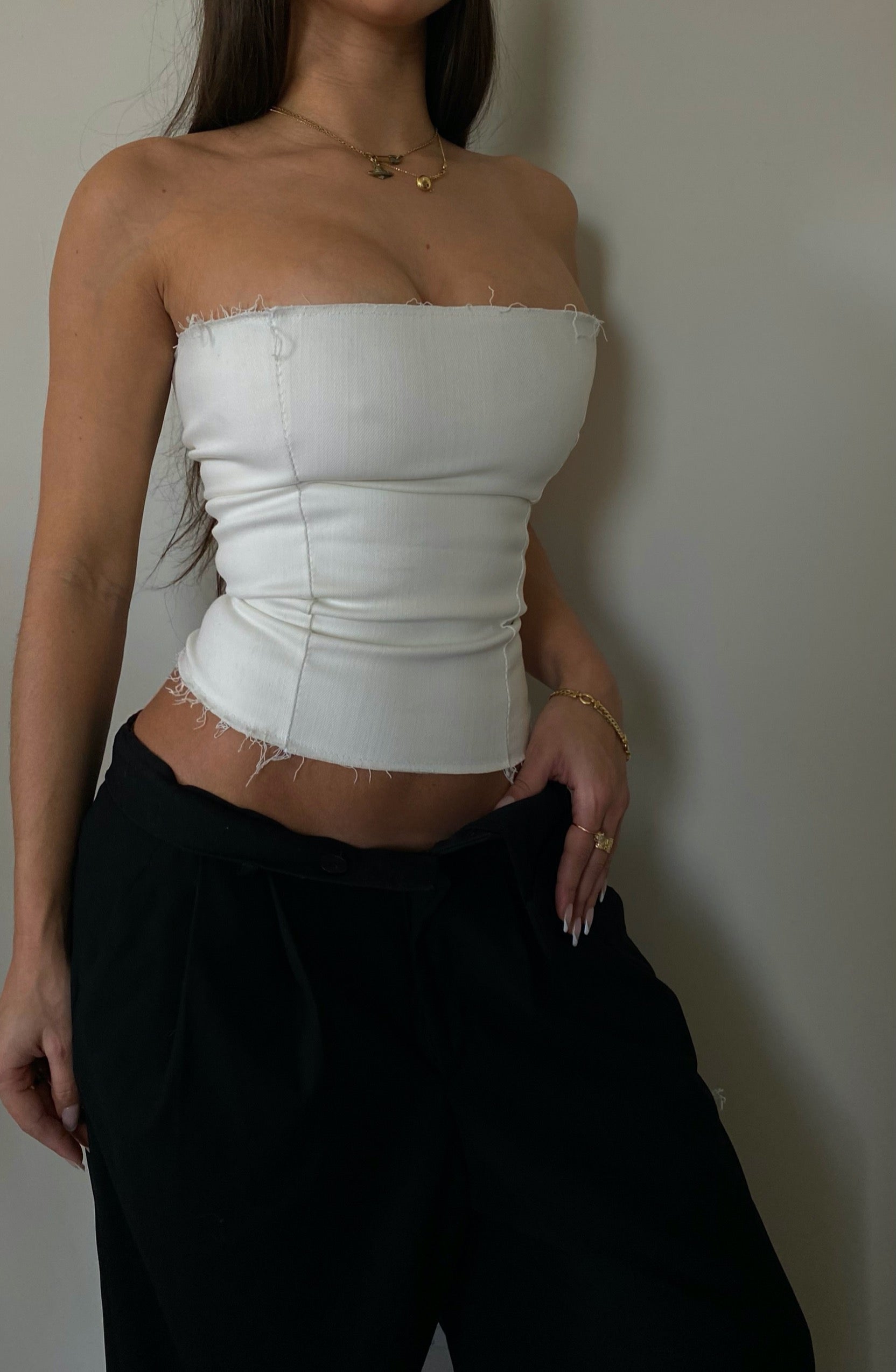 The Denim Corset Blanc image 2